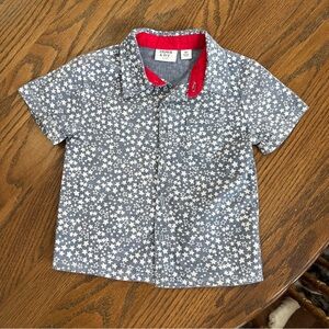 Crown & Ivy Star Pattern Kids Button Down Shirt - Blue and Red